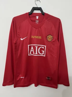 Retro Manchester United 2007/08 Home UCL Long Sleeve Jersey
