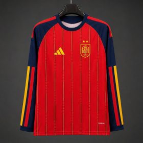 2 Stars Mens Spain 2026 World Cup Home Long Sleeve Jersey españa